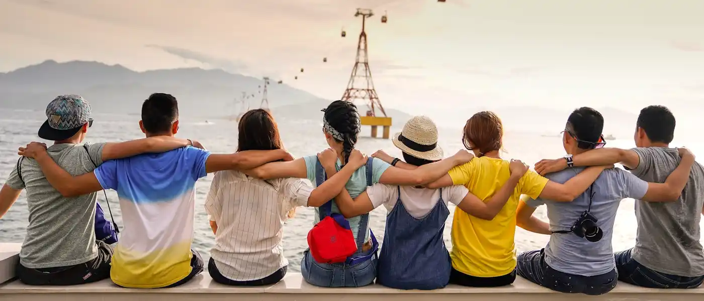 Group of travelers preparing for a trip together